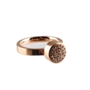 Folli Follie Rose Gold Tone Crystal Pavé Round Center Ring Size 6 (NWT) RARE